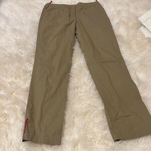 Prada Women's Khaki Chinos with Red Accents